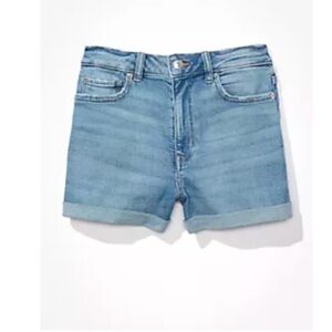 American Eagle Denim Mom Shorts - Distressed Cuff, Size‎ 6, Medium Indigo